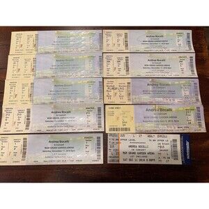 2010 - 2015 Andrea Bocelli Complete Concert Ticket Stub Lot Las Vegas NV